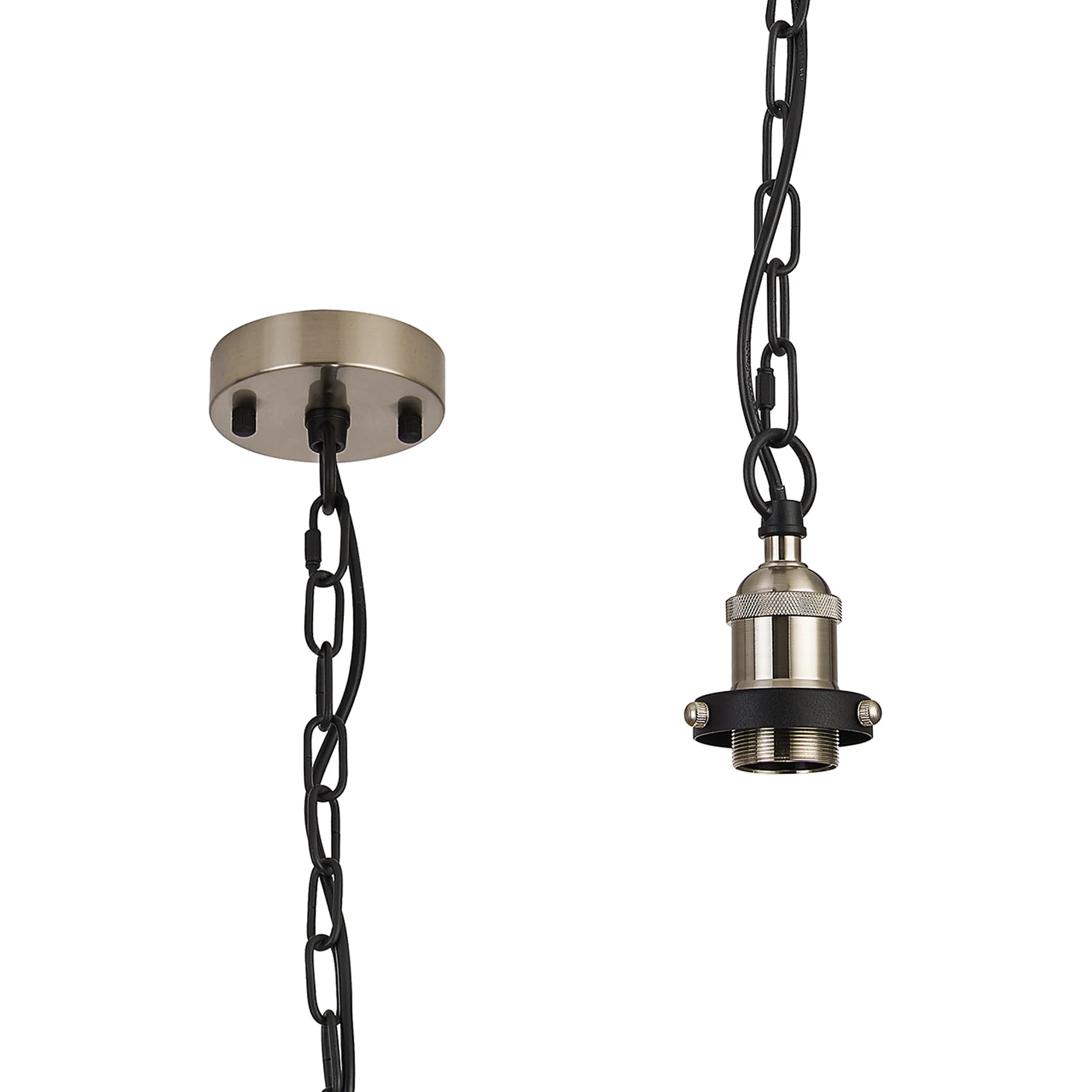D1022SN  Dreifa Curved Single Pendant (FRAME ONLY), 1 x E27, Satin Nickel/Black (Maximum Load 5kg)